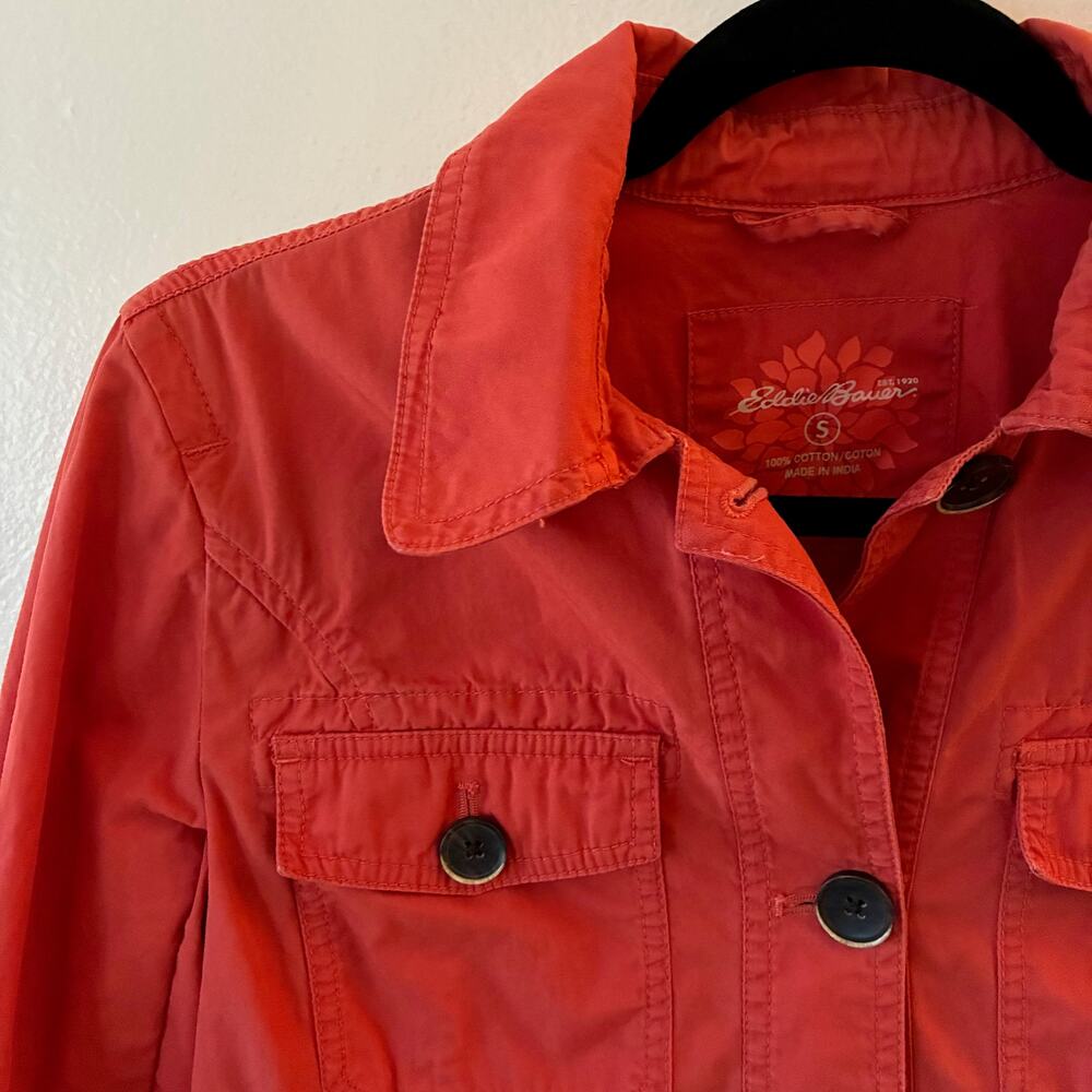 Eddie Bauer Women's Utility Jacket Small Paprika Orange Cotton Casual Stylish - Picture 2 of 10